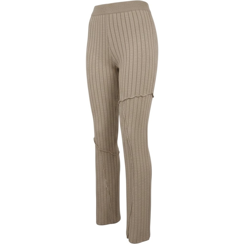 Edikted Beige Ribbed Knit Exposed Seam Flare Pants S11758 XS/S NEW